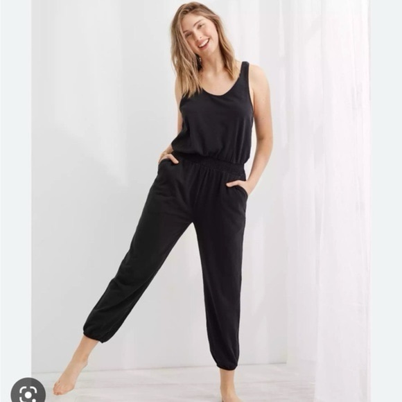 aerie Pants - Aerie black draw string jumpsuit